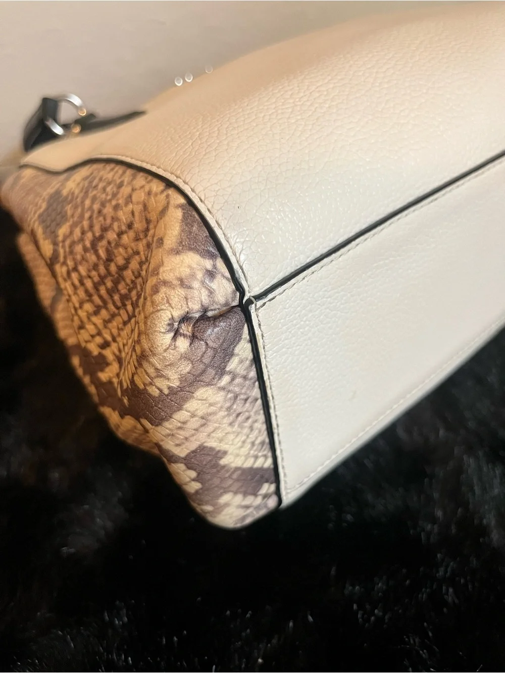 Coach Pebbled Leather Bag in Cream, Brown & Black